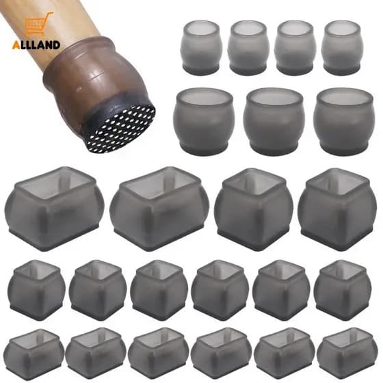 4/8 Pcs Protetores De Pés De Cadeira De Mesa Transparentes-Capas Móveis Quadrados Redondos-Protetor Mudo Antiderrapante