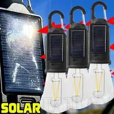Lâmpada Portátil Movida A Energia Solar Suspensa De 3-1 Unidade-Carregamento Tipo C , Com Gancho-Lanterna De Acampamento
