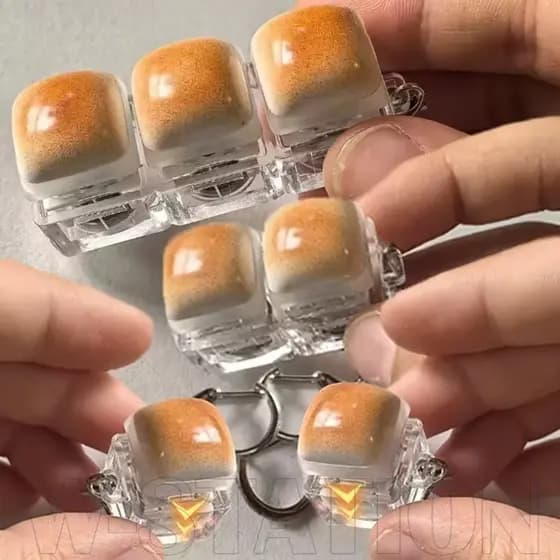 2-1Pcs Chaveiro De Teclado De Pão De Caramelo-Keycap Para Aliviar O Estresse Clicker Fidget Backpack Keyring-Mecânico Bo