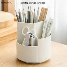 HAO Branco Divisão E Camadas Lápis Rotativo Escritório Desktop Multifuncional Armazenamento Artigos De Papelaria Ferrame