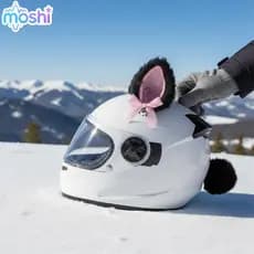 MOSHI 2-Pa Acessórios Para Capacete Com Orelhas De Gato De Pele Sintética , Gatinho De Pelúcia Removíveis , Serve De Mot