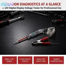 MOSHI Profissional Testador De Circuito De Tensão Do Carro 6V 12V 24V DC Caneta De Teste De Sonda Digital Para Tru Elétr