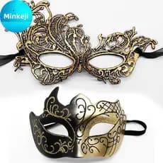 Milleji 2 Peças Elegante Conjunto De Máscara De Renda Bla Para Casais Perfeito Festa Veneziana Carnaval E Celebrações De