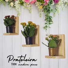 Kit  Mini Prateleiras - Suporte de Madeira Pinus para decoração