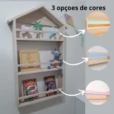 Nicho Casa Prateleira Tripla Infantil Montessori para Livros e Brinquedos