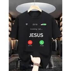 Camiseta Camisa Casual Básica Confortável Cristã Jesus Em Ligação De Algodão