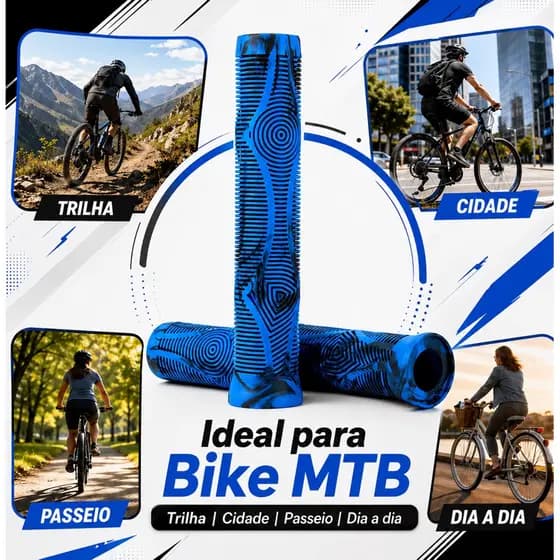 Manopla Silicone Punho GTA Azul Modelo Gios Viking Hupi Silicone Confortável Bmx Freeride DH Punho