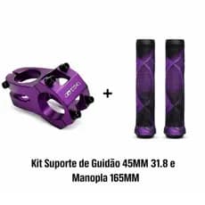 Kit Suporte de Guidão Alumínio 31.8 45MM E Manopla Silicone 165 MM GTA Modelo Gios Bicicleta Bike Grau MTB Freeride
