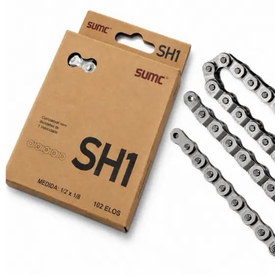 Corrente HALF LINK SUMC Grossa Meio Elo 1/2x1/8 102 Elos Bmx Grau Prateado Freeride Aro 20 26 Bicicleta