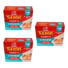 Kit 3 Caldo De Camarão Em Pó Sazon Com 5 Sachês De 6,5g
