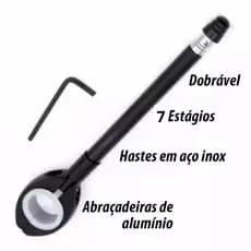 Antena Corta Linha de Pipa Retrovisor 6 Estagio Preto e Prata