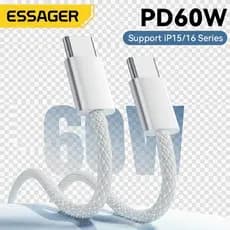 2 Cabo de Carregamento Rápido Essager 60w Tipo C/ Tipo C