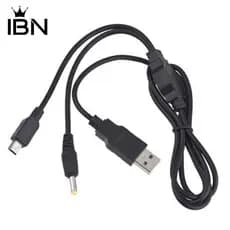IBC-Cabo De Transferência De Dados De Carregamento De Carregador USB 2 Em 1 Para Sony PSP 2000 3000 PC