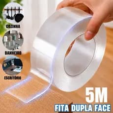 Fita Nano Gel Dupla Face Extra Forte Transparente – Cola Tudo Reutilizável Lavável Silicone Multiuso Parede