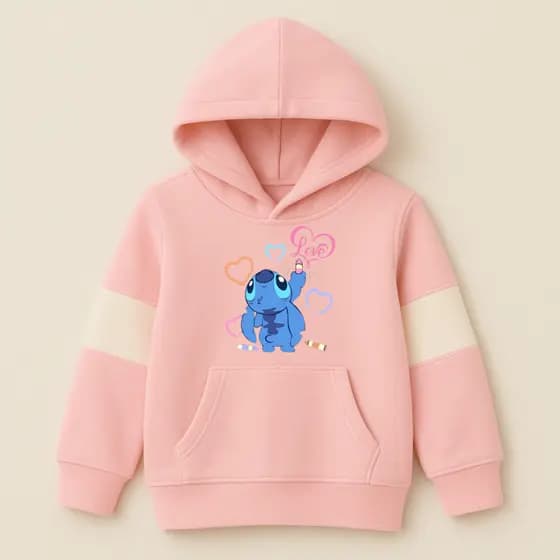 Moletom Infantil Stitch Menina Inverno Quentinho com Capuz e Bolso Modinha