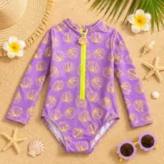 Maiô Menina Manga Longa UV50+ Praia Piscina Forrado Estampado Kids
