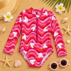 Maiô Infantil Menina UV50+ Praia Verão Manga Longa Forrado