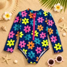 Maiô Infantil Feminino Praia UV50+ Estampa Colorida Manga Longa