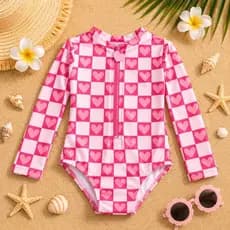 Maiô Infantil Feminino UV50+ Praia Natação Manga Longa Estilosa