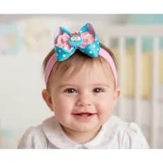 Laço infantil galinha pintadinha laço no bico de pato laço de menina laço com aplique de biscuit laço luxo