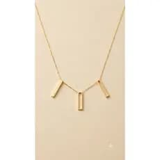 Colar Feminino Geométrico Folheado a Ouro - Três Pingentes Retangulares Moderno Minimalista