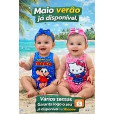 Body Infantil maio suplex biquíni personagens praia verão/Galinha pintadinha/sthich/Marie/Monica/moana/zebra