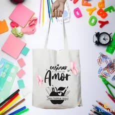 Ecobag Personalizada Dia Dos Professores Algodão Personalizada  Logo em Algodão 100% | Estampa DTF