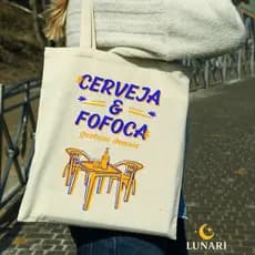 Ecobag Fofoca e Cerveja em Algodão 100% | Estampa DTF Durável | Sacola Reutilizável Sustentável
