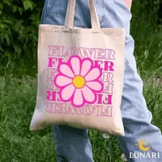 Ecobag Flower Pink em Algodão 100% | Estampa DTF Durável | Sacola Reutilizável Sustentável