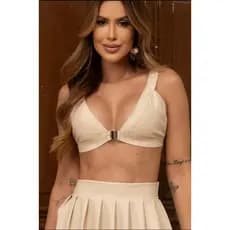top cropped de couro
