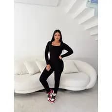 MACACÃO FEMININO ANA RUGA TANGO COM BOJO macacão feminino, macacão manga longa, macacão com bojo, macacão canelado