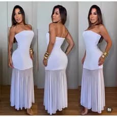 Vestido longo tomara que caia elegante festas