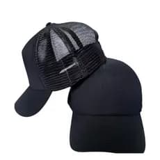 Boné Trucker Preto Liso Com Tela Aba Curva