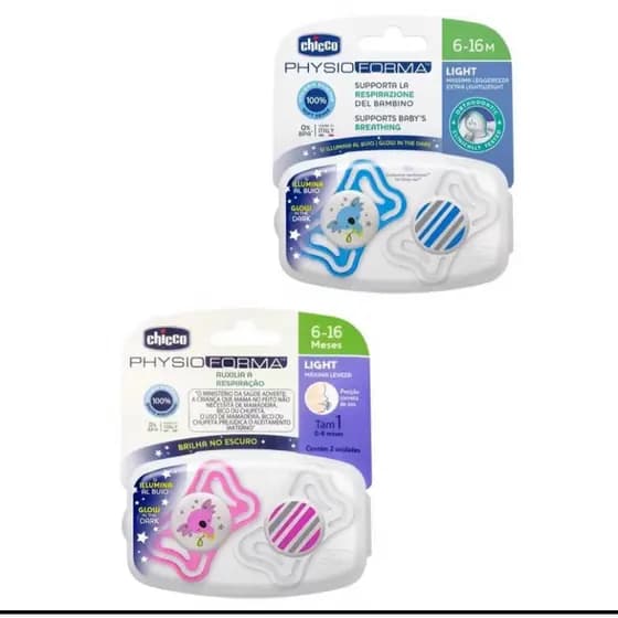 Chupeta Chicco PhysioForma Light - 0-6,6-16,16-36 Meses - Brilha no Escuro