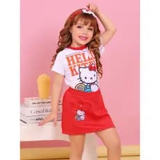conjunto verão menina hello kitty 2/4/6/8/10