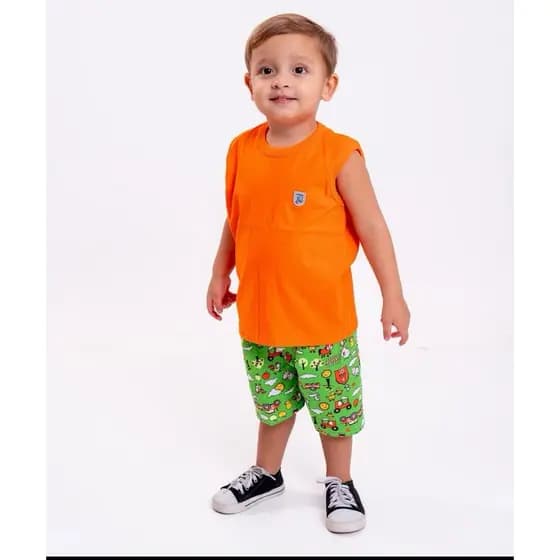 conjunto  infantil menino tamanho 2,4 e 6 anos menino bermuda e regata diversos tamanhos