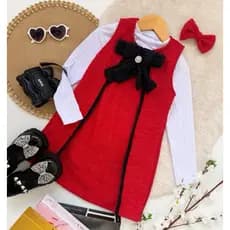 vestido infantil festas em tweed acompanha blusa e laço tamanhos 4/6/8