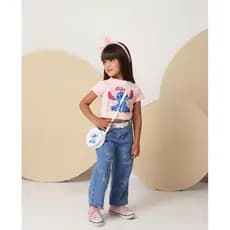 conjunto calça infantil menina modelinho stitch/ Promoção conjunto acompanha blusa e bolsinha