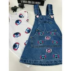 conjunto  infantil salopete acompanha blusa 2/4/6/8/10/12anos