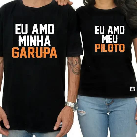 Kit Camiseta Casal Camisa 100% algodão Motoqueiro Eu Amo Minha Garupa Eu amo Meu Piloto 244 Grau Moto
