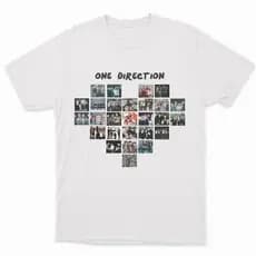 Camiseta One Direction Banda Coração Parede de Fotos 100% Algodão