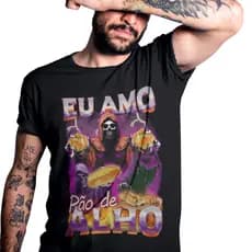 Camiseta Eu Amo Pão de Alho, Camisa Meme Churrasco, Tshirt 100% Algodão Com Envio Imediato de Até 24h.
