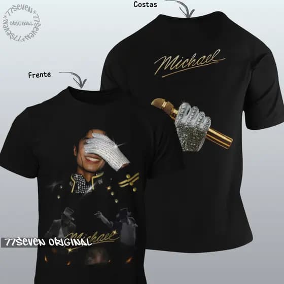 Camiseta Premium Michael Jackson Camisa 100% Algodão Estampa Grande Leve em Halftone King Of Pop Rei