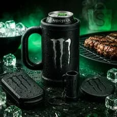 Porta Lata Monster Energy 473ml Kit Completo 3 em 1 Com Tampa Abridor + Brinde  (Mini Brinde Impressão 3D) Monster 3D417