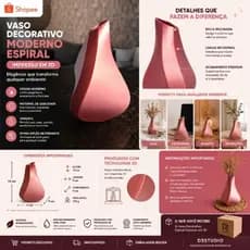 Vaso Decorativo Moderno Espiral Impresso em 3D | Design Minimalista em PLA