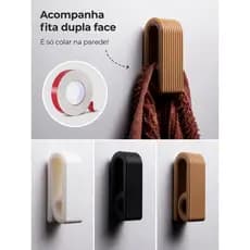 Kit 3 ou 1 Gancho Adesivo 3M Preto Porta Toalha Sem Furo Alta Fixação Resistente decoração banheiro acessório banheiro