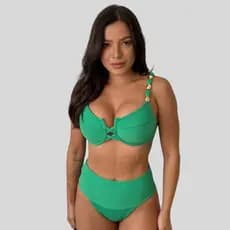 Biquíni Feminino Cintura Alta Top Meia Taça Retrô Moda Praia Verão