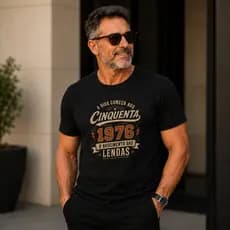 Camiseta Aniversário 50 Anos Vintage 1976 Masculina Algodão