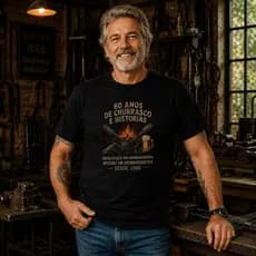 Camiseta Masculina 60 Anos de Churrasco Desde 1966