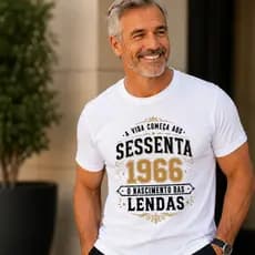 Camiseta 1966 A Vida Começa Algodão Aniversário 60 Anos